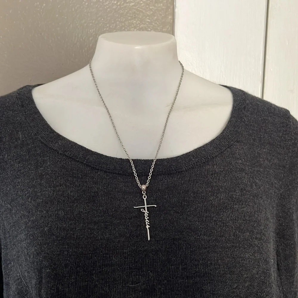 God Jesus Lord Cross Stainless Steel Necklace